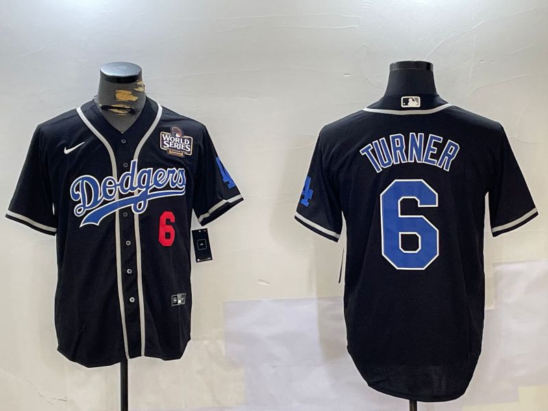 Men Los Angeles Dodgers #6 Turner Black Game 2024 Nike MLB Jersey style 11202->los angeles dodgers->MLB Jersey